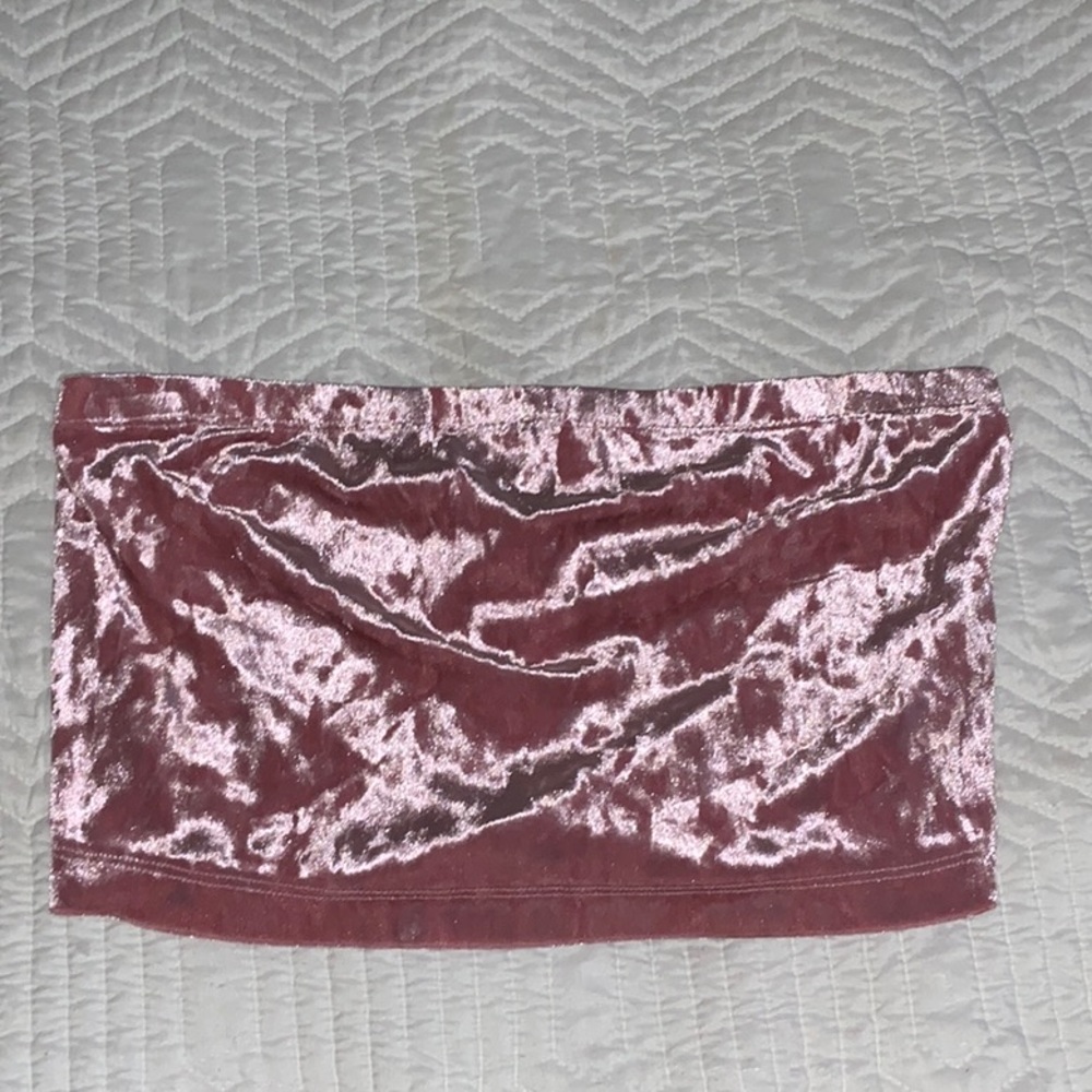 Pink velvet tube top